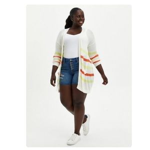 Torrid Ivory Stripe Drop Shoulder Cardigan Size 1X